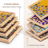 Tektalk Jigsaw Puzzle Table with Integrated Adjustable Stand/Bracket and Removable Cover, 3-Tilting-Angle Wooden Plateau Portable Puzzle Board with 4 Sorting Drawers, for Up to 1000 Pieces Tektalk