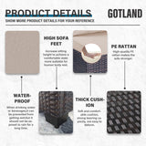 Gotland 7-Piece Outdoor Patio Furniture Set - All-Weather PE Rattan Sectional Wicker with Replaceable Khaki Waterproof Cushions & Coffee Table Gotland