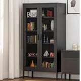 Ustamio 73 Inches Black Metal Storage Cabinet with Mesh Doors, 5 Tier Display Cabinet for Home Office, Metal Kitchen Pantry Storage Cabinet with 4 Adjustable Shelves Ustamio