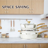 SENSARTE Nonstick Ceramic Cookware Set 13-Piece, Healthy Pots and Pans Set, Non-toxic Kitchen Cooking Set with Stay-Cool Handles, Silicone Tools and Pot Protectors, PFAS and PFOA Free SENSARTE