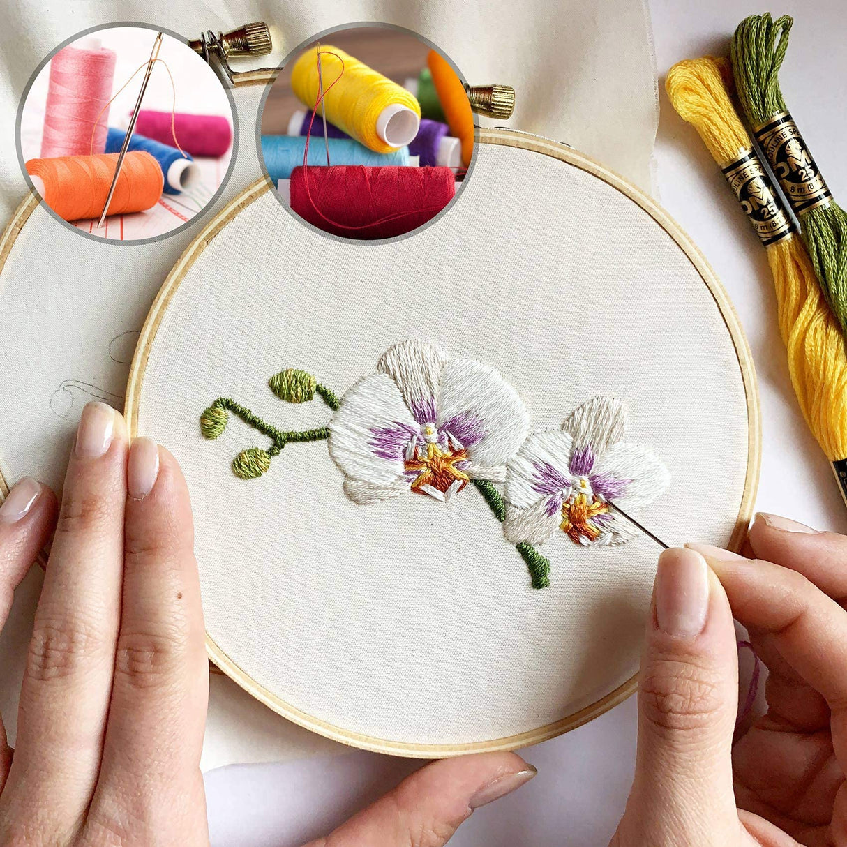 Premium Large Eye, Large Gauge Needles for Hand Sewing - Assorted Sizes, Including Embroidery - 25/50 PCs with 2 Threaders JollMono