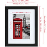 PEALSN 11x14 Picture Frame Set of 6, Display Pictures 8x10 with Mat or 11x14 Without Mat for Wall Mounting or Table Top, Photo Frames Collage for Wall Decor, Black Woodgrain. PEALSN