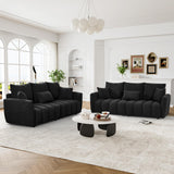 Wrofly Teddy Cloud Sofa Couch, Modern Deep Seat Boucle Sofa, 80.2" Comfy Upholstered Sherpa 3 Seater Couch with 3 Pillows, Oversized Loveseat for Living Room Apartment Office, Black Wrofly