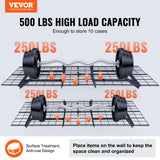 VEVOR 2-Pack Garage Shelving Wall Mounted, 2 x 6 ft Heavy Duty Garage Storage Shelves for Room Wall Shelf,1000 lbs Load Capacity Garage Storage Rack Floating Shelves with 4 Hooks VEVOR