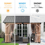 11 x 13 ft Hardtop Gazebo Wood Grain Aluminum Frame Gazebo Pavilion with Privacy Curtain and Mosquito Netting, Galvanized Steel Roof for Backyard MONDAWE