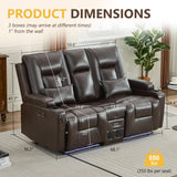 URRED Wall Hugger Loveseat Recliner Sofa with Flip Console, Power Reclining Loveseat RV Couch with LED Lights, Bluetooth, USB Ports, Outlets, Cup Holders, Side Pockets, Faux Leather, Dark Brown URRED