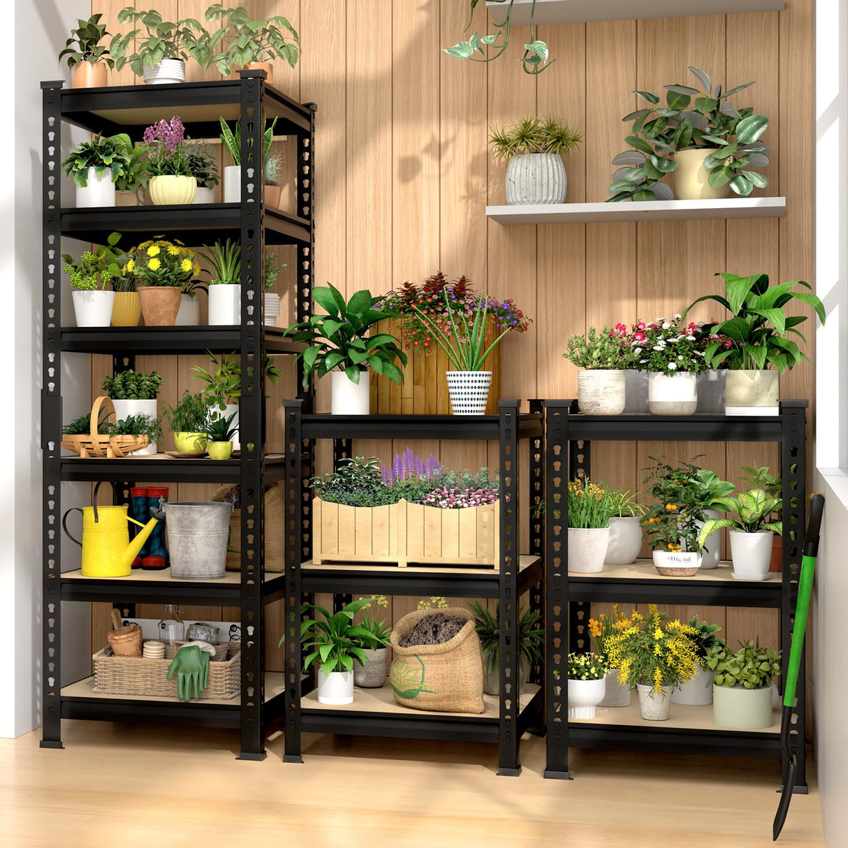 PrimeZone 6-Tier Adjustable Tall Book Shelf - Narrow Bookcase for Small Space, Open Wooden Bookshelf, Display Square Shelf for Living Room, Bedroom, Sturdy, Office, 16" W x 16" D x 72" H, Black PrimeZone