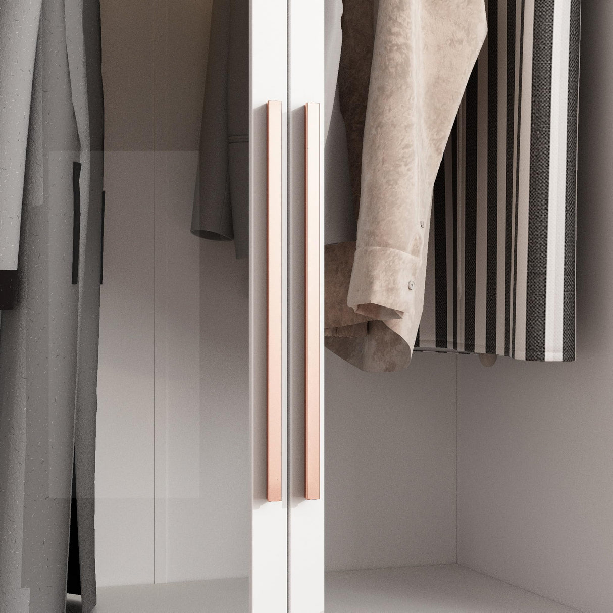 Homsee 5-Tier LED Bookshelf with Glass Doors and Hanging Bar, White Storage Cabinet Homsee