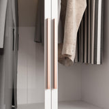 Homsee 5-Tier LED Bookshelf with Glass Doors and Hanging Bar, White Storage Cabinet Homsee