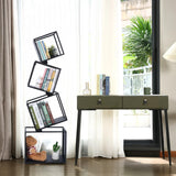 Bookshelf, 4-Tier Geometric Black Bookcase, 49" Tall Modern Corner Bookshelf, Storage Shelves for CDs/Books/Home Decor, Display Shelf for Living Room, Bedroom, Study Room, Nursery Room, Home Office Weltallina