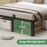 NKZ 14 Inch Queen Bed Frame, Sturdy Metal Platform with Round Corner Legs, 3,500 lbs Heavy Duty Steel Slat Support, Easy Assembly, Noise Free, No Box Spring Needed NKZ