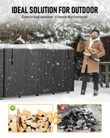 Brightown Firewood Rack Outdoor with Cover, 8FT Wood Rack for Firewood Indoor, Waterproof Fire Wood Holder Outside, Adjustable Heavy Duty Logs Stand Stacker Holder for Patio Deck, Black Brightown