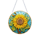 Nivvey DIY Hanging Diamonds Painting Pendant Kit Sunflower, 7.4x7.4inch Gem Painting Board Art Kit Ornament, Special Crystal Diamond Craft Box Kit, Yellow Nivvey