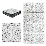 SUNWINGS 4PCS Natural Stone Interlocking Deck Tiles 12"x12" Pebble Waterproof Patio Deck, Outdoor Indoor Floor Decking Tiles for Porch Poolside Balcony Backyard, Carrara White sunwings