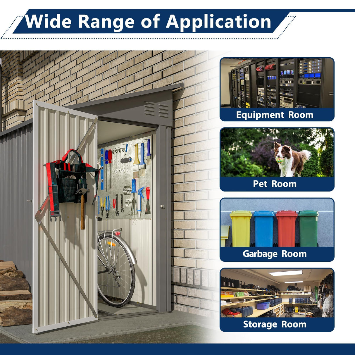 4×8 Ft Outdoor Storage Shed, Metal Lean to Storage Shed for Backyard, Patio, Garden, Gray LZBEITEM