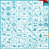 DZXCYZ 80 Pcs 3 x 3 Inch Stencils for Painting on Wood, Reusable Sea Ocean Creatures Mermaid Dolphin Shark Plastic Stencils DIY Craft Paint Template Set for Wall Home Decor DZXCYZ