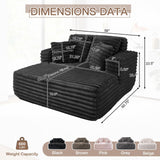 JEEOHEY 56"W Oversized Chaise Lounge Chair Indoor,Plush Faux Fur Sleeper Sofa Couch Bed with Pillows&Wide Armrest,Fluffy Comfy Cloud Sofa,Compression Foam Boneless Couch for Living Room,Bedroom(Black) JEEOHEY