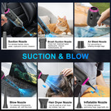 KMM Handheld Car Vacuum Cleaner, 4 in 1 Vacuum Cleaner 16000Pa Air Duster, 3-Speed Adjustable 120W High Power Vacuum Cleaner with LED Light and Multi-Nozzles for Car, Home, Office, Pet KMM