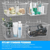 Sieral 4 Pack Pegboard Baskets, Pegboard Hooks Assortment Various Tools Storage, Pegboard Parts Storage System Peg Board Workbench Metal Wire Shelves for Organizing Hardware Attachments Sieral