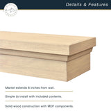 MCS 60-Inch Mantel, Master & Co Natural Woodgrain Finish Solid Wood Floating Fireplace Mantel, Long Floating Shelf for Livingroom with Wood Cleat Hanging System, Photo and Home Decor Display Shelf MCS