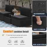 KHOLH 15 Pieces Patio Furniture Conversation Sofa Set with 44" Propane Gas Fire Pit Table, Outdoor Sectional Black Rattan Wicker Sofa Set KHOLH