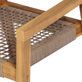 Christopher Knight Home Dolly Dining Chairs Set of 4, Acacia Wood Frame Dining Chairs, Rope Woven Armchair, Accent Dining Chair Set, Patio Wooden Armchair for Backyard Poolside Garden, Light Teak Christopher Knight Home