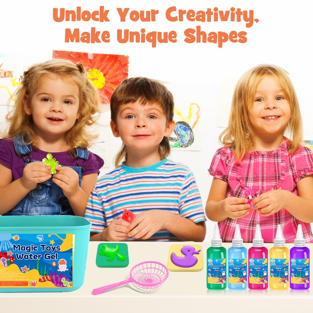 Magic Toys Water Gel Kit: 20 Colors Fairy Aqua Gel with Pearlized & Luminous Magic Paint - Handmade Creative Water Art Set with 12 Shape 3D Molds for Kid Birthday Party Gift Toylfort
