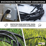 Iron Forge Cable 3 Outlet Power Strip Outdoor Extension Cord 15 ft, 16/3 Weatherproof Heavy Duty Black Extension Cord with Multiple Outlets 3 Prong IRON FORGE CABLE