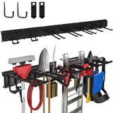 LOKMON Garage Tool Organizer Wall Mount 48 Inch Garden Yard Tool Organizer Adjustable Tool Hangers Wall Shovel Holder 3 Rails & 9 Hooks Heavy Duty LOKMON