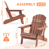 Oversize Wooden Outdoor Folding Adirondack Chair with Pre-Assembled BackRest & SeatBoard, Wood Patio Chair for Garden Backyard Porch Pool Deck Firepit SoliWood
