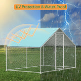 Sunny Heart Large Chicken Coop Run with Immersed Wire Mesh, Metal Chicken Coop for 6 Chickens Heavy Duty Chicken Run in for Yard with Waterproof Cover and Secure Lock(6.6'L x 9.8'W x 6.4'H) Sunny Heart
