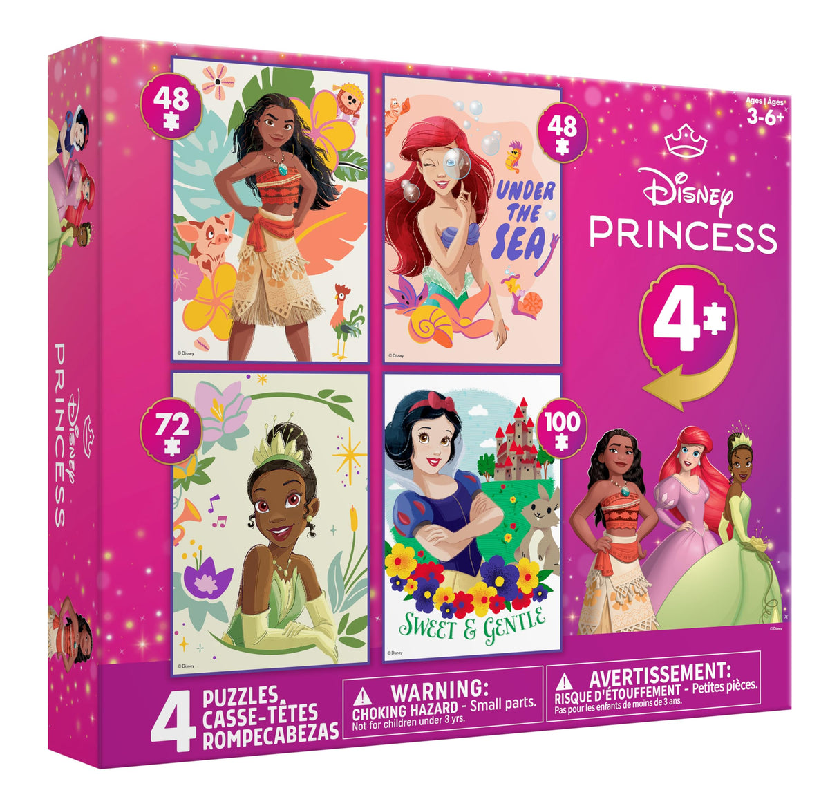 Ceaco - 4 X 1 Kids Multipack - Disney - Princess - Multi-Piece Jigsaw Puzzle for Families -Challenging Puzzle Perfect for Game Nights - Finished Size is 26.75 x 19.75 Ceaco