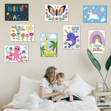 8 Packs 5x7 Pre Drawn Canvas Set,Paint by Numbers for Kids,48 Paints 8 Brushes 2 Easels,Pre-Printed Acrylic Oil Painting Kit Ages 8-12 9-12 4-8 goldentime