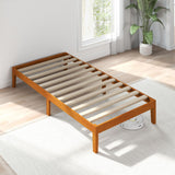 Sweetcrispy Solid Wood Bed Frame, Twin Size Bed Base with Wood Slat Support, Sturdy, Stylish & Noise-Free Design, No Box Spring Needed, Easy Assembly, 12 in Natural Pine Sweetcrispy