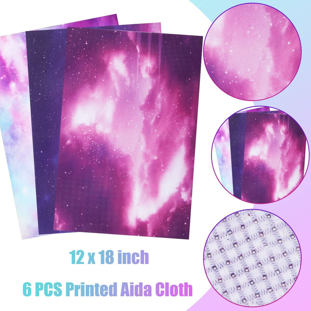 Macarrie 6 Pieces Aida Cloth 14 Count Embroidery Fabric 11.81 x 17.72 Inch Cross Aida Sky Printed Patterns Cross Cloth Embroidery for DIY Art Craft Handwork Macarrie