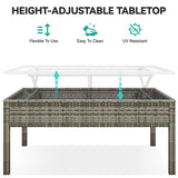 YITAHOME 6-Piece Patio Furniture Set, All-Weather Wicker Outdoor Sectional Sofa with Lift-Top Table & Ottoman, Patio Conversation Set for Deck, Backyard, Porch - Gray Gradient YITAHOME