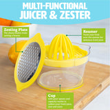 Tasty 4-in-1 Citrus Juicer and Zester, Multifunctional Kitchen Gadget, Dishwasher Safe, 16-Ounce Capacity, 2-Cup, Yellow Tasty