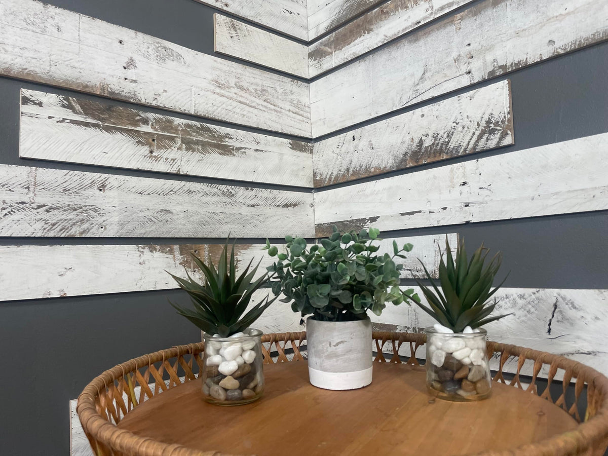 Vintage Harvest Whitewashed Reclaimed Barn Wood Wall Planks- Rustic Kiln Dried Wood Panels, Easy to Install, DIY Accent Wall for Your Home (10 Square ft.) VINTAGE HARVEST RECLAIMED LUMBER U.S.A.