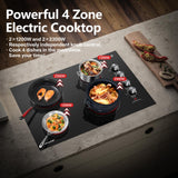 AMZCHEF 30 Inch Built-in Electric Cooktop,7000W and 4 Burners Cooktop with ETL Safety Certified,Knob Control Levels & Hot Surface Indicator amzchef