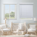 Linen AVENUE Cordless Faux Wood Blind White 25 W x 36 H, Outside Mount Linen AVENUE
