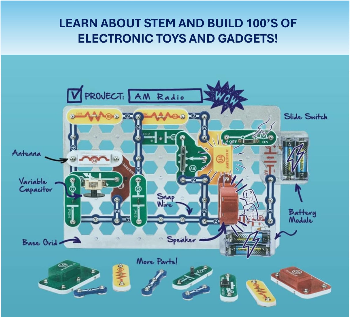 Snap Circuits Classic SC-300 Electronics Exploration Kit | Over 300 Projects | Full Color Manual Parts | STEM Educational Toy for Kids 8+ 2.3 x 13.6 x 19.3 inches Snap Circuits