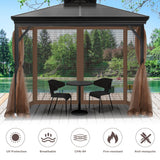 Gazebo Universal Replacement Mosquito Netting, 10' x 12' Outdoor Canopy Net Screen 4-Panel Sidewall Gazebo Curtains, with Zippers, Easy to Install, Fit for Most Gazebo 10x12 Canopy，Patio （Brown） WoodArtSupply