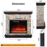 BOSSIN 36" Electric Fireplace with Mantel, 23 inch Electric Fireplace Insert, TV Stand Freestanding Heater with Remote Control Timer LED Flame for Living Room Bedroom,Faux Stone Gray BOSSIN