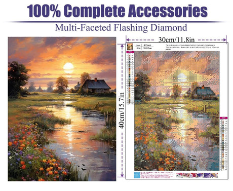 Eiazuiks Diamond Painting Kits for Adults, Sunset 5D DIY Diamond Art Kits Full Drill Diamond Dots for Gift Wall Decor and Relaxation Gem Arts 12x16 inch Eiazuiks