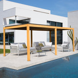 SHPAI 10’ x 20’ Louvered Pergola, Outdoor Pergola Aluminum Frame with Adjustable Rainproof Metal Roof, Permanent Sun Shade with Drainage System for Backyard, Garden and Lawn (Wooden Grain) SHPAI