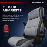 RESPAWN 800 Gaming Chair Floor, Swivel Rocker Gaming Chair, High Back Ergonomic Floor Gaming Chair for Kids and Adults, Gaming Recliner, Floor Rocker Chair with Armrests - Grey Fabric RESPAWN