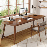 Tribesigns 78.7" Extra Long Desk, Large 2-Person Computer Desk Writing Desk, Double Home Office Desk Study Work Table with Metal Legs, Rich Walnut Tribesigns