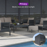 PURPLE LEAF Louvered Pergola 94AS 12' x 14' Outdoor Aluminum Pergola with Fixed Shutter Wall Adjustable Roof for Deck Backyard Grey Hardtop Gazebo, 1 Long Side PURPLE LEAF