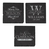 Custom Engraved Slate Coasters Set of 4 - Monogrammed Coasters for Drinks, Weddings, Couples, Anniversaries - Personalized (Square) My Personal Memories