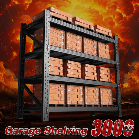 Fesbos 5000LBS Metal Steel Storage Shelves - 71.3" W Black 4 Tier Heavy Duty Rack Commercial Industrial Shelving with Adjustable Shelf for Basement Garage Warehouse - 71.3" W x 24" D x 70" H Fesbos
